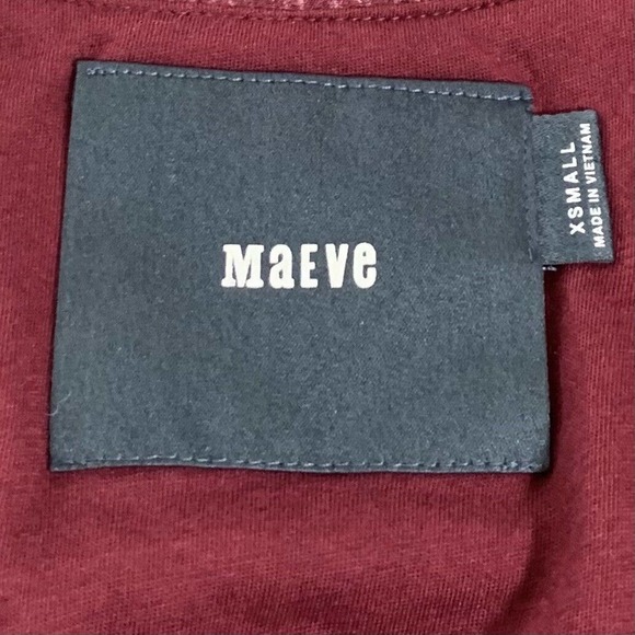 Anthropologie Maeve Women’s Burgundy Slubbed Tie Accent Dress - Picture 5 of 8